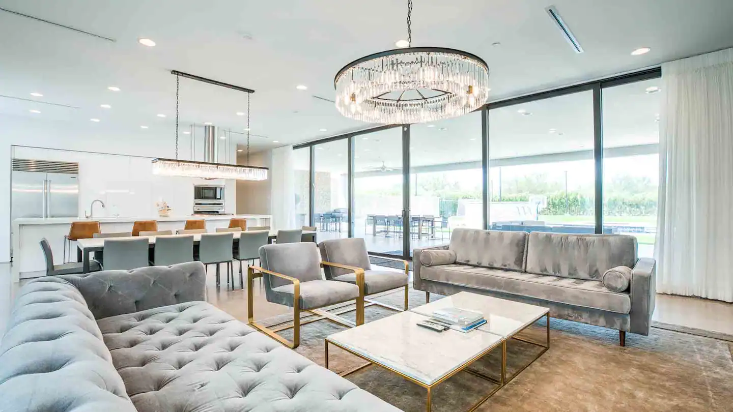The living room is open to the kitchen.