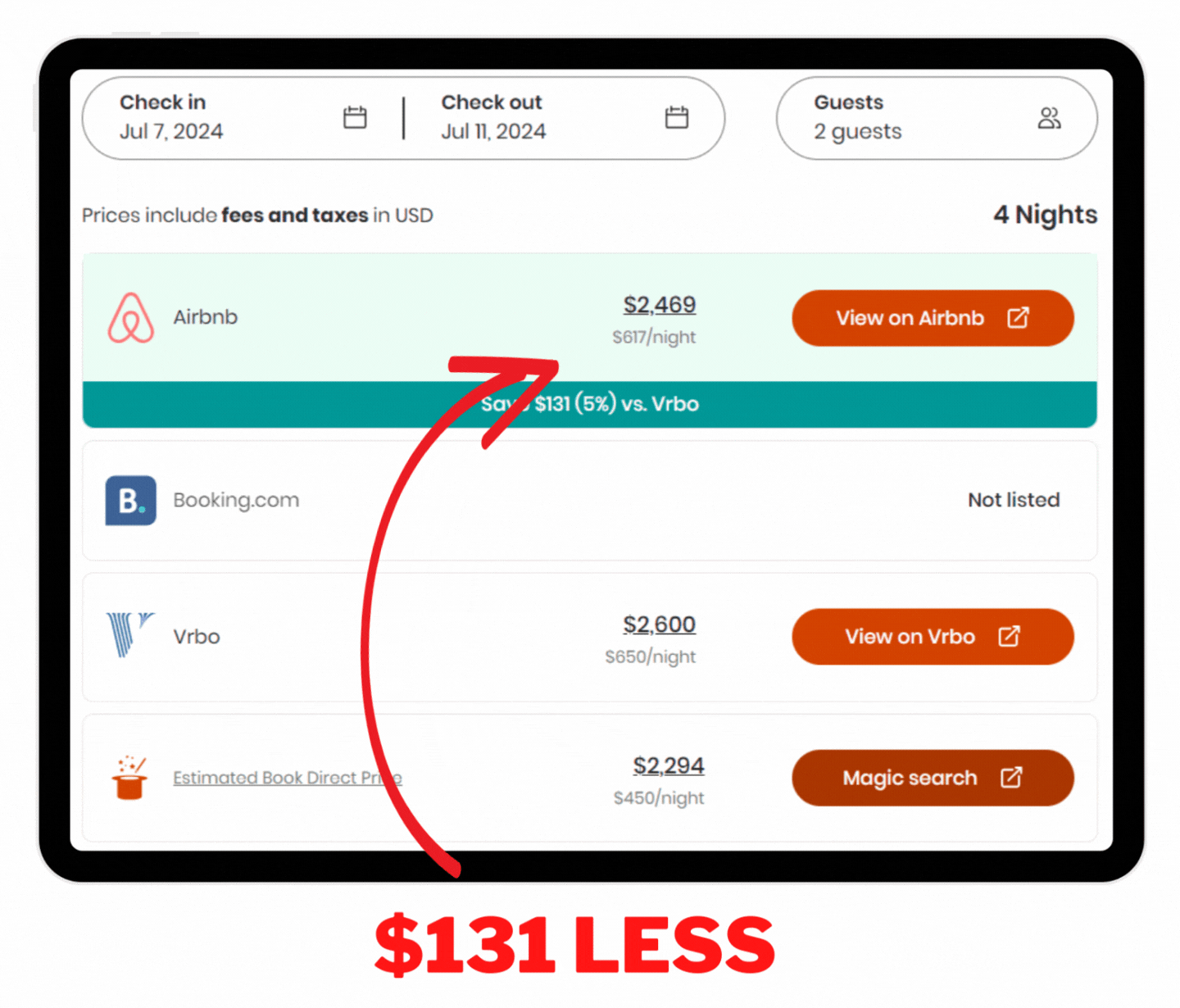 Just stumbled upon this cozy chalet on VRBO, and it's perfect for our weekend getaway. Before hitting that "Book Now" button, though, I always do a quick check on HiChee. Lo and behold, it shows up on Airbnb too! By using HiChee, I found a deal that shaves off $131 from the total cost. Don't miss out on easy savings!